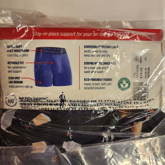 Jockey Stretch Staycool Active Holiday Merry Cocktails Boxer Brief - XXL - Picture 6 of 6